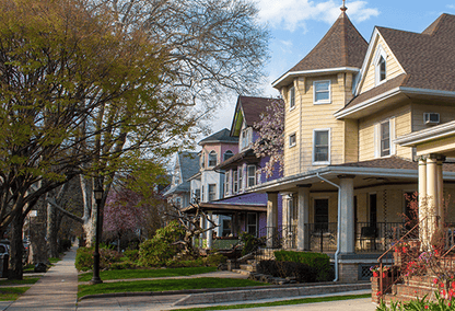 Exterior shot of houses